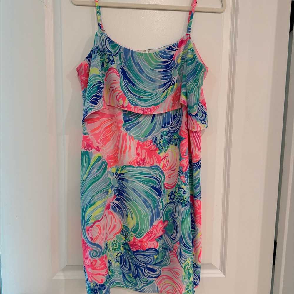Lilly Pulitzer Blue, Pink & Green Tropical Print Sundress